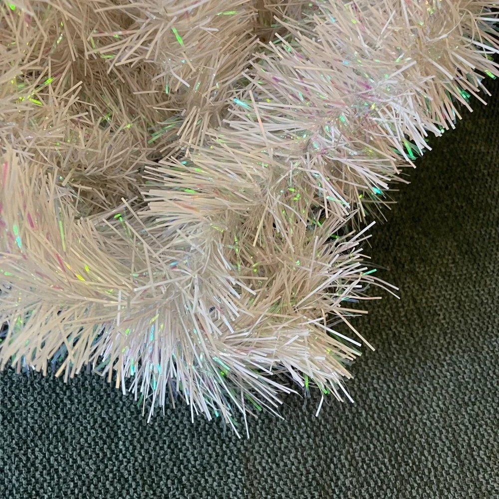 Vtg iridescent Double Glo Color Tinsel White Snow‎ Garland 40' Christmas Tree